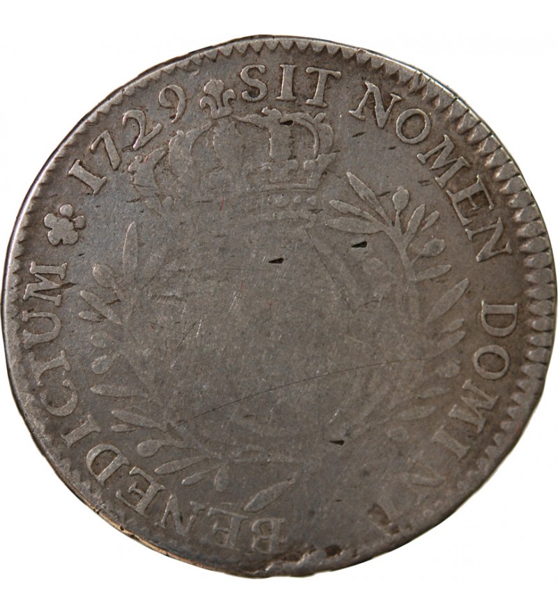 LOUIS XV - 1/2 ECU ARGENT AUX BRANCHES D'OLIVIER 1729 L BAYONNE