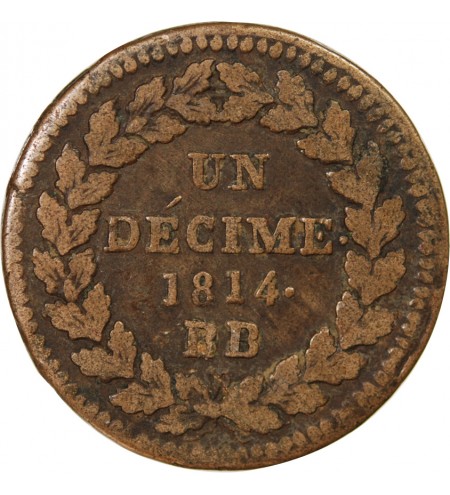 NAPOLEON Ier - DECIME Siège de Strasbourg 1814 BB