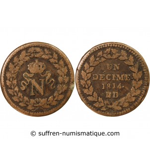 NAPOLEON Ier - DECIME Siège de Strasbourg 1814 BB