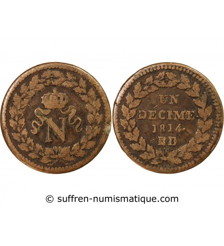 NAPOLEON Ier - DECIME Siège de Strasbourg 1814 BB