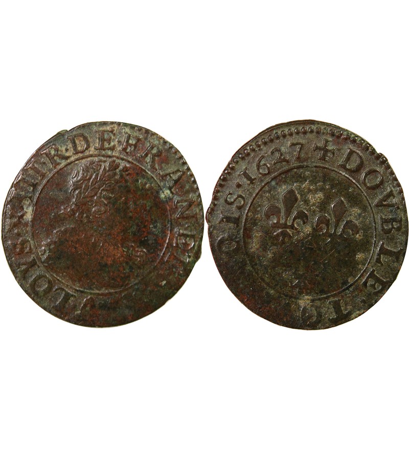 LOUIS XIII - DOUBLE TOURNOIS 1627 A PARIS