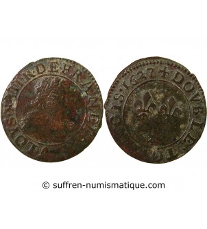 LOUIS XIII - DOUBLE TOURNOIS 1627 A PARIS