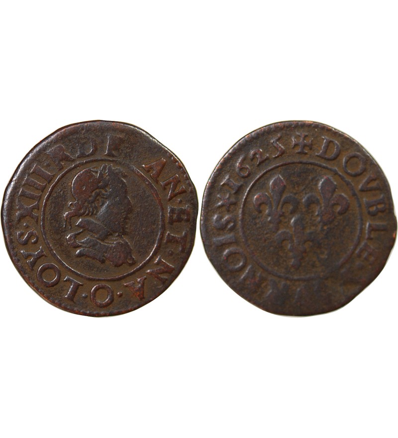 LOUIS XIII - DOUBLE TOURNOIS 1625 O RIOM