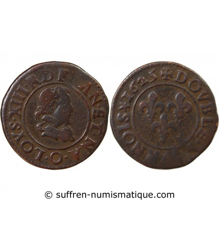 LOUIS XIII - DOUBLE TOURNOIS 1625 O RIOM