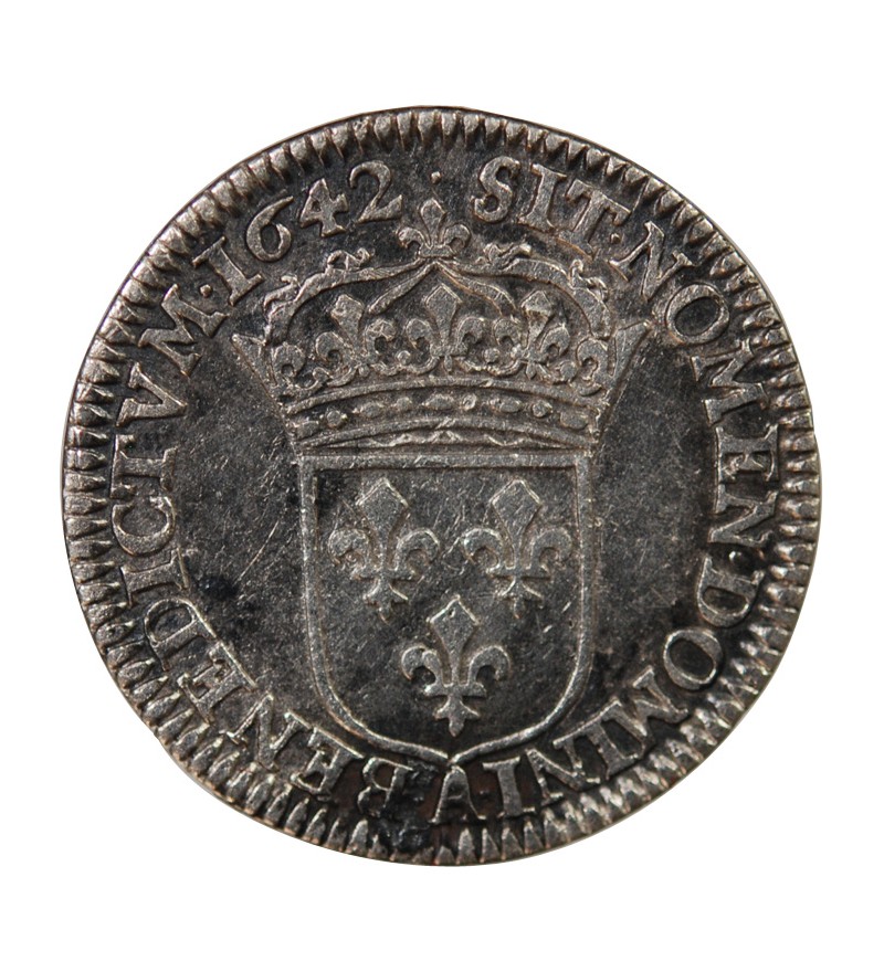 LOUIS XIII - 1/12 ECU ARGENT 1642 A PARIS point - 2e Poinçon de Warin