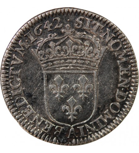 LOUIS XIII - 1/12 ECU ARGENT 1642 A PARIS point - 2e Poinçon de Warin