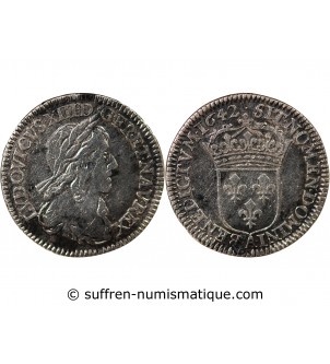 LOUIS XIII - 1/12 ECU ARGENT 1642 A PARIS point - 2e Poinçon de Warin