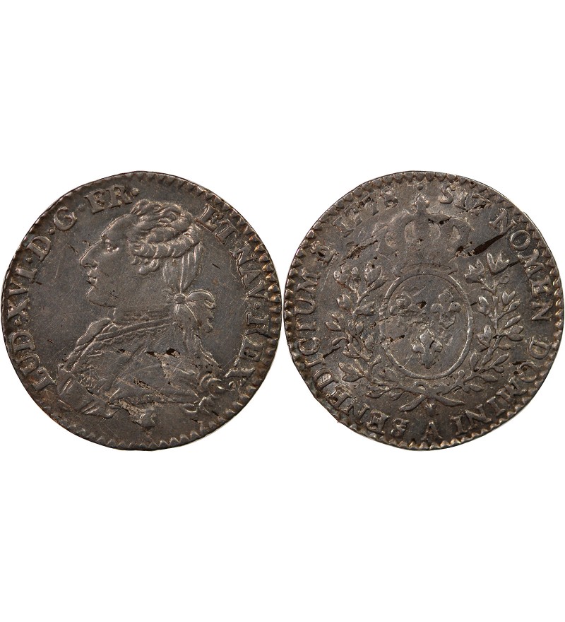 LOUIS XVI - 1/10 ECU AUX BRANCHES D'OLIVIER 1778 A PARIS