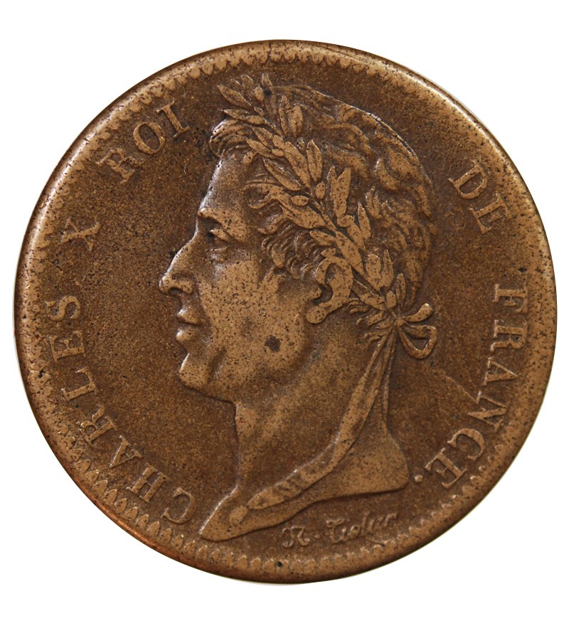 COLONIES FRANCAISES, GUYANE, CHARLES X - 10 CENTIMES 1825 A PARIS