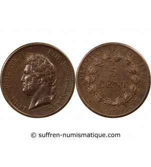 COLONIES FRANCAISES, GUADELOUPE, LOUIS-PHILIPPE - 5 CENTIMES 1839 A PARIS