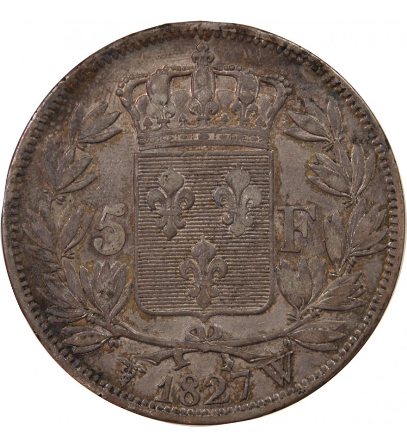 CHARLES X - 5 FRANCS ARGENT 1827 W LILLE