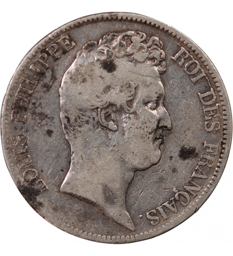 LOUIS PHILIPPE﻿ - 5 FRANCS 1830 A PARIS "Tiolier sans le I, Tr creux"