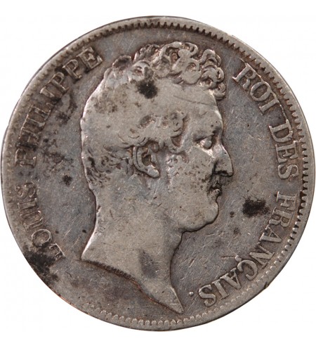 LOUIS PHILIPPE﻿ - 5 FRANCS 1830 A PARIS "Tiolier sans le I, Tr creux"