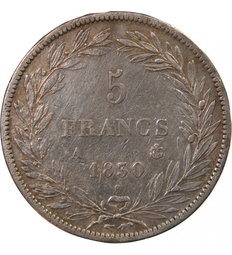 LOUIS PHILIPPE - 5 FRANCS 1830 A PARIS "Tranche en relief"