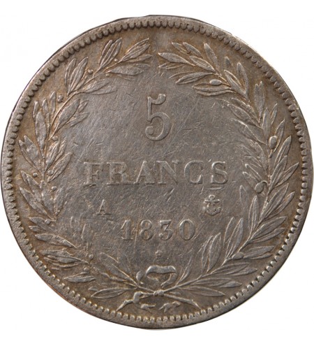 LOUIS PHILIPPE - 5 FRANCS 1830 A PARIS "Tranche en relief"