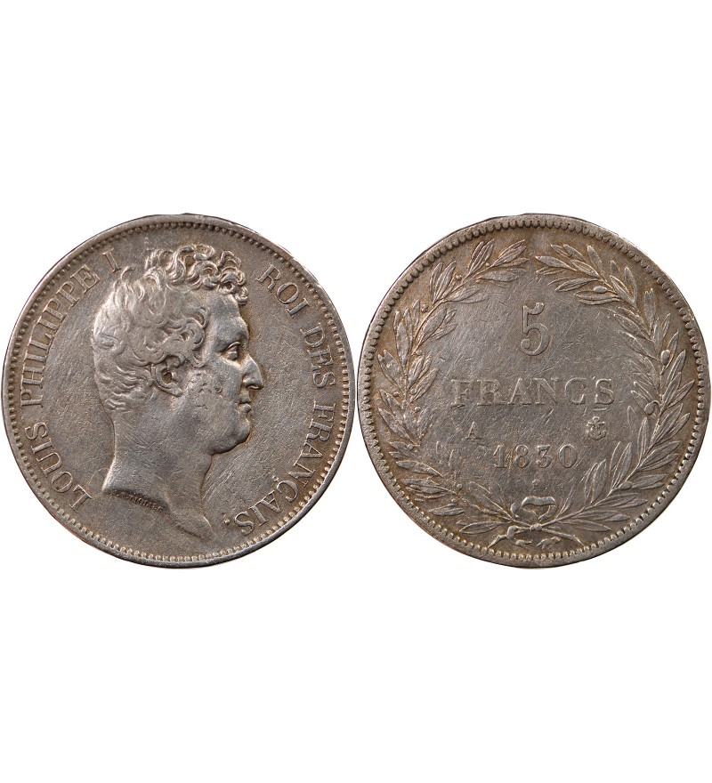 LOUIS PHILIPPE - 5 FRANCS 1830 A PARIS "Tranche en relief"