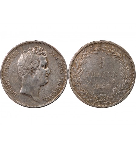 LOUIS PHILIPPE - 5 FRANCS 1830 A PARIS "Tranche en relief"