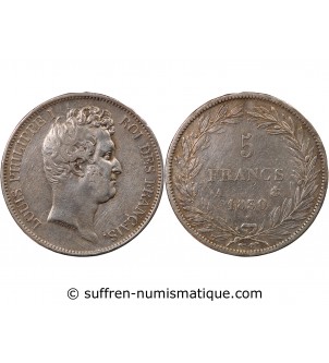 LOUIS PHILIPPE - 5 FRANCS 1830 A PARIS "Tranche en relief"