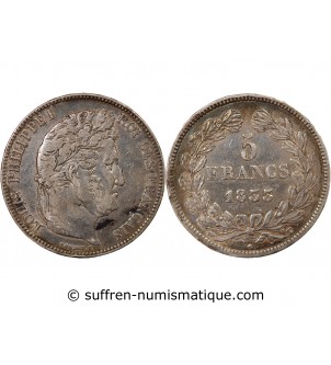 LOUIS PHILIPPE﻿ - 5 FRANCS ARGENT 1833 T NANTES "Type Domard, Tr relief"