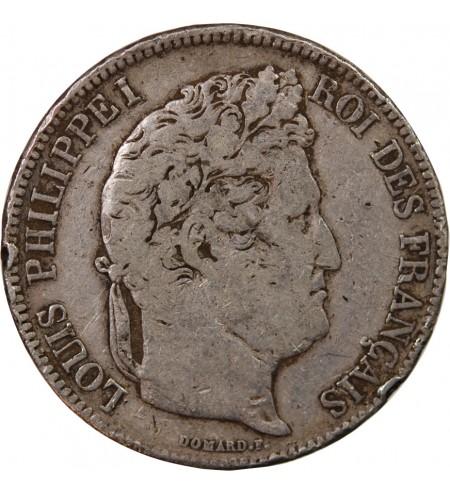 LOUIS PHILIPPE﻿ - 5 FRANCS ARGENT 1833 M TOULOUSE "Type Domard, Tr relief"