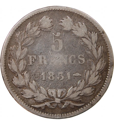 LOUIS PHILIPPE﻿ - 5 FRANCS ARGENT 1831 BB STRASBOURG "Type Domard, Tr creux"