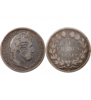 LOUIS PHILIPPE﻿ - 5 FRANCS ARGENT 1831 BB STRASBOURG "Type Domard, Tr creux" 2