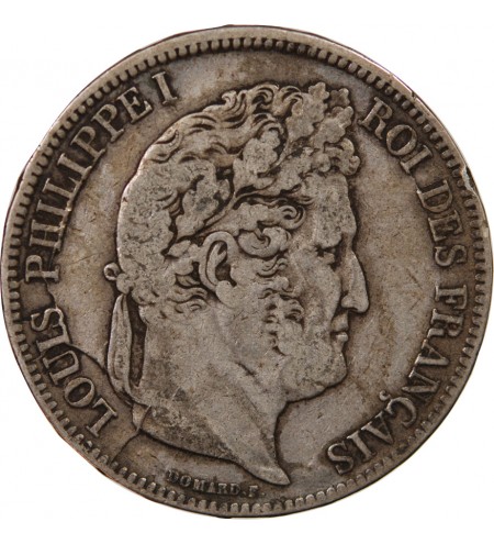 LOUIS PHILIPPE﻿ - 5 FRANCS ARGENT 1837 MA MARSEILLE "Type Domard, Tr relief"