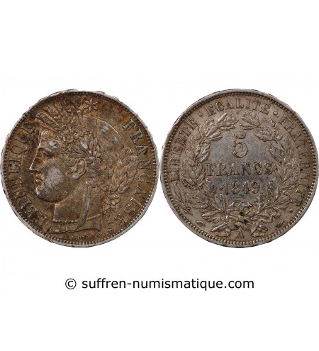 CÉRÈS - 5 FRANCS ARGENT 1849 A PARIS