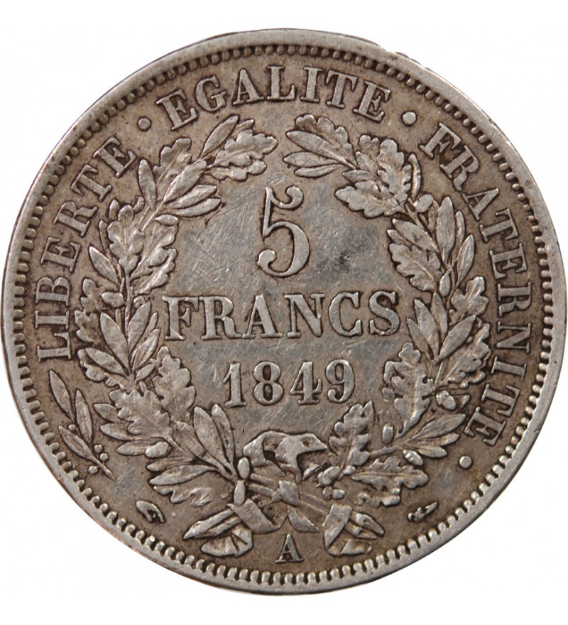 CÉRÈS - 5 FRANCS ARGENT 1849 A PARIS