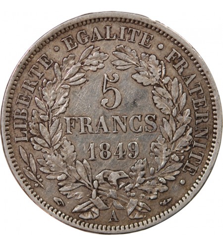 CÉRÈS - 5 FRANCS ARGENT 1849 A PARIS
