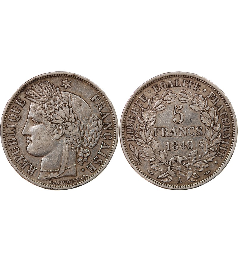 CÉRÈS - 5 FRANCS ARGENT 1849 A PARIS