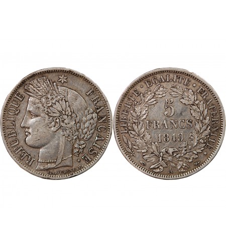 CÉRÈS - 5 FRANCS ARGENT 1849 A PARIS