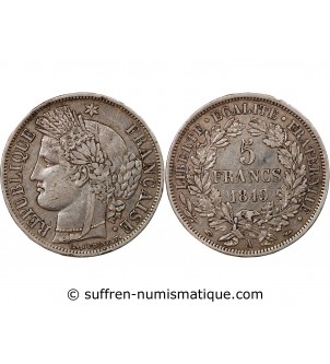 CÉRÈS - 5 FRANCS ARGENT 1849 A PARIS