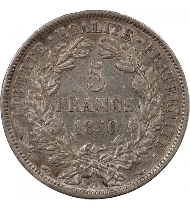 CÉRÈS - 5 FRANCS ARGENT 1850 A PARIS