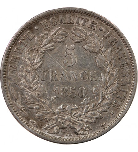 CÉRÈS - 5 FRANCS ARGENT 1850 A PARIS