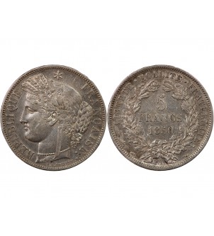 CÉRÈS - 5 FRANCS ARGENT 1850 A PARIS 2