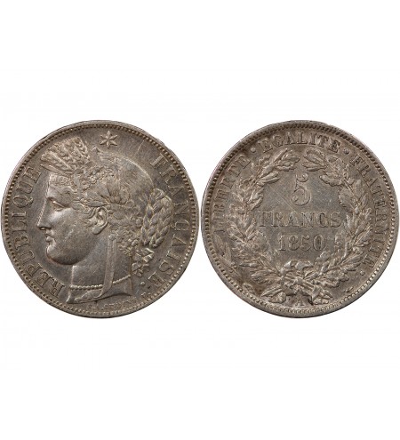 CÉRÈS - 5 FRANCS ARGENT 1850 A PARIS