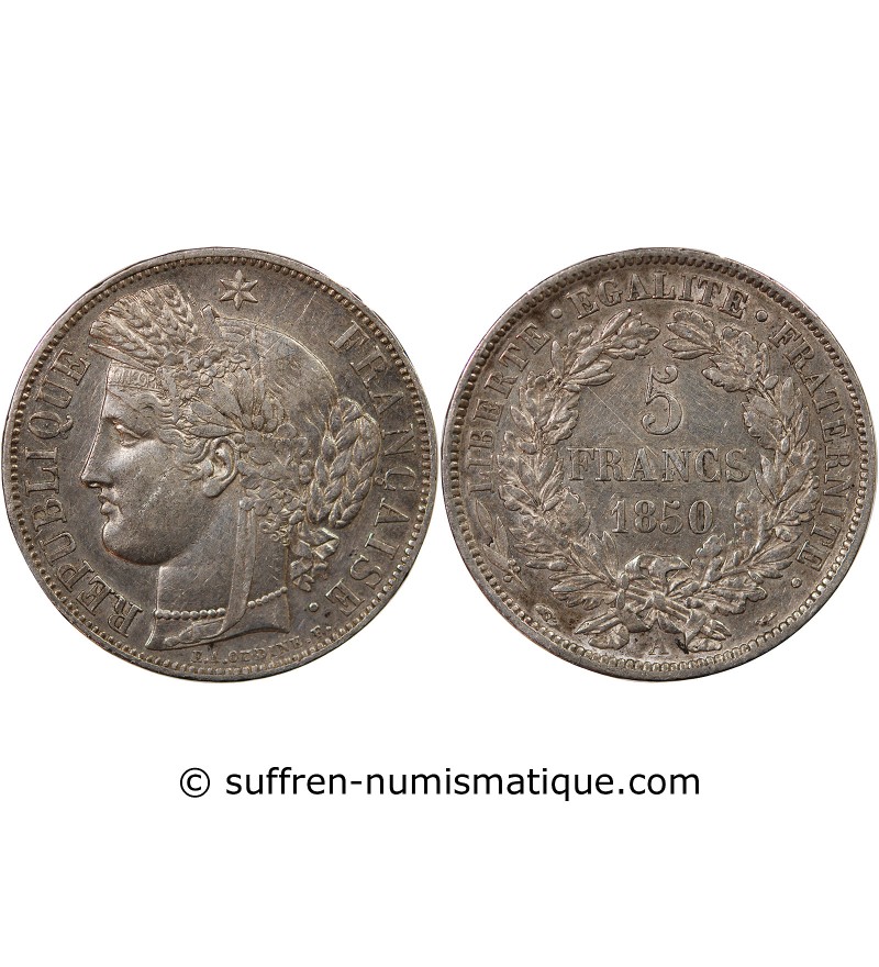 CÉRÈS - 5 FRANCS ARGENT 1850 A PARIS