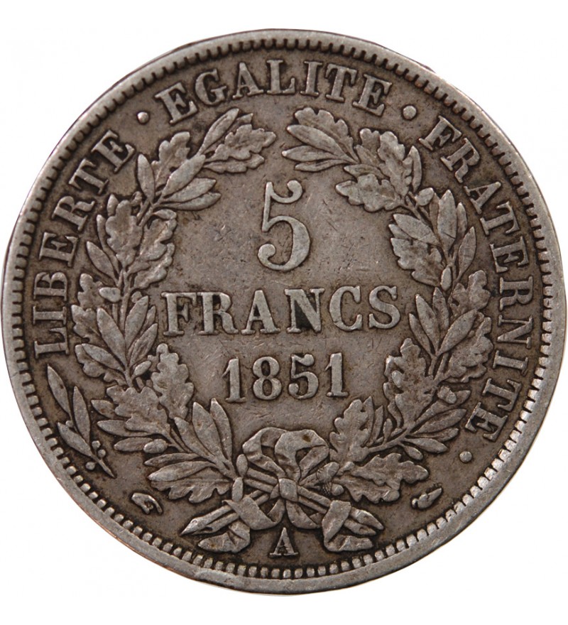 CÉRÈS - 5 FRANCS ARGENT 1851 A PARIS