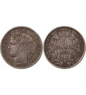 CÉRÈS - 5 FRANCS ARGENT 1851 A PARIS 2