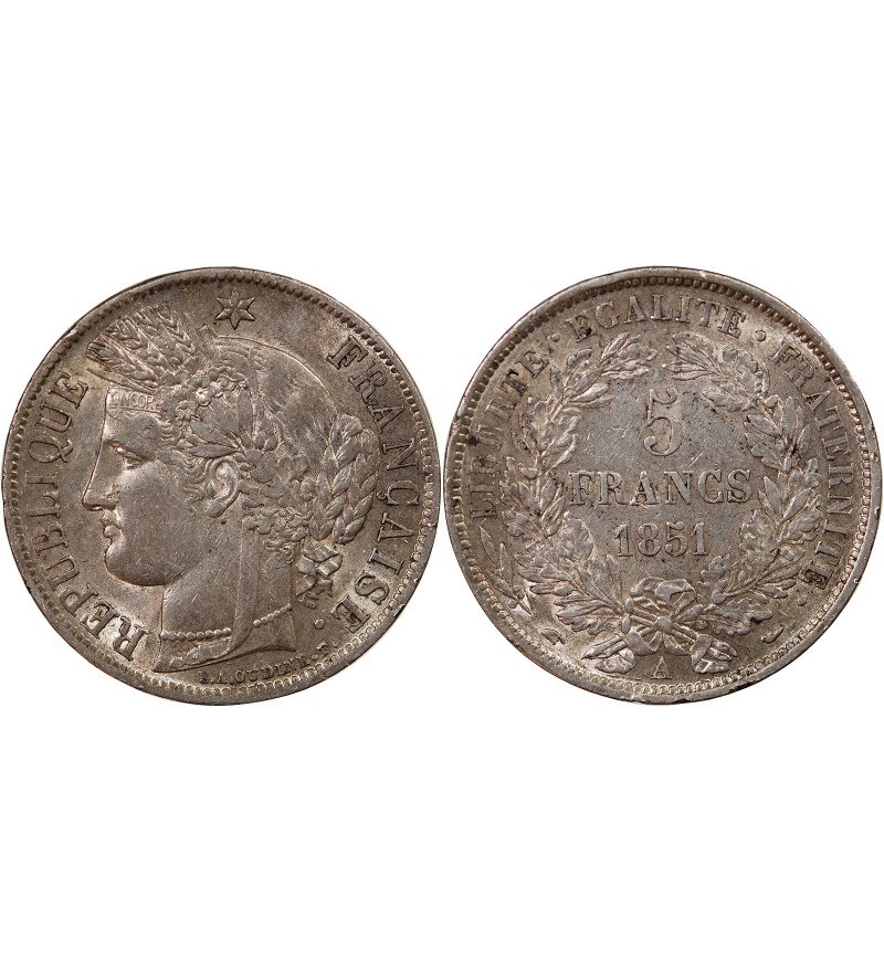 CÉRÈS - 5 FRANCS ARGENT 1851 A PARIS