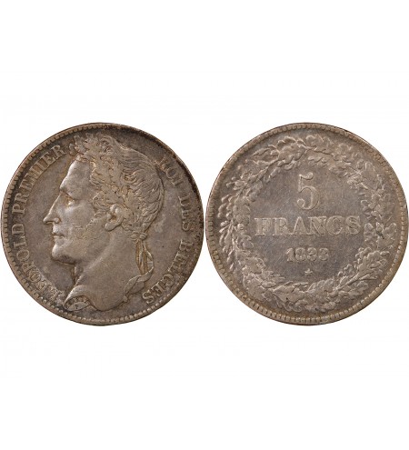 BELGIQUE, LEOPOLD Ier - 5 FRANCS ARGENT 1833