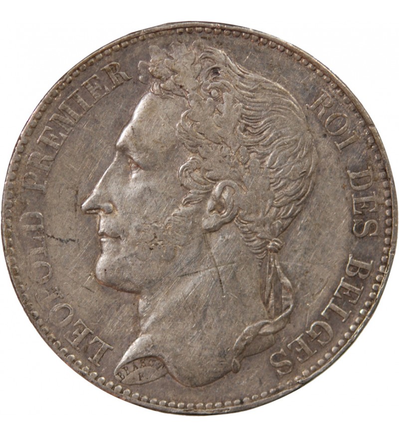 BELGIQUE, LEOPOLD Ier - 5 FRANCS ARGENT 1849