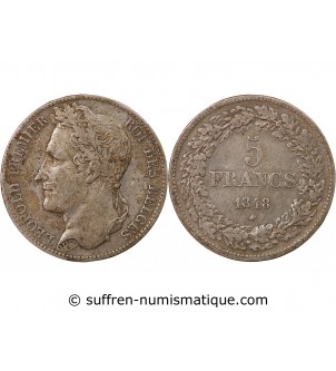 BELGIQUE, LEOPOLD Ier - 5 FRANCS ARGENT 1848