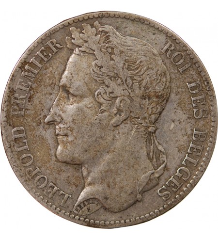 BELGIQUE, LEOPOLD Ier - 5 FRANCS ARGENT 1848