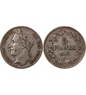 BELGIQUE, LEOPOLD Ier - 5 FRANCS ARGENT 1848 2