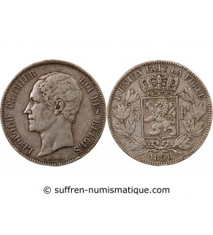 BELGIQUE, LEOPOLD Ier - 5 FRANCS ARGENT 1858