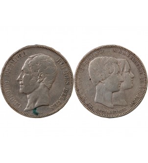 BELGIQUE, LEOPOLD Ier - 5 FRANCS ARGENT 1853 - MARIAGE DUC DE BRABANT 2