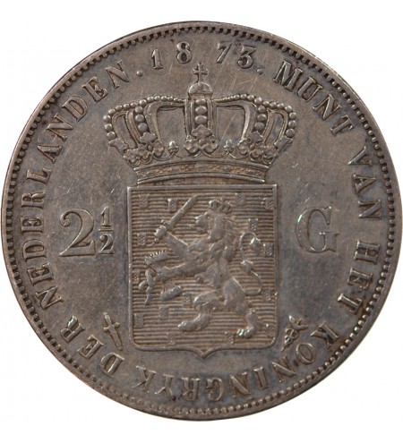 PAYS-BAS, WILLEM III - 2 1/2 GULDEN ARGENT 1873