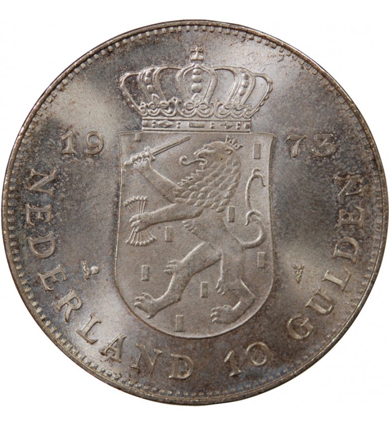PAYS-BAS, JULIANA - 10 GULDEN ARGENT 1973